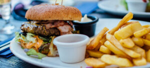 Burger and fries in New York City after leaving Las Vegas